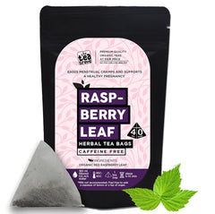 The Tea Trove Organic Raspberry Leaf Herbal Tea Bags In Resealable Pouch - 40 Pyramid Tea Bags | Caffeine Free Red Raspberry Tea To Support The Female System