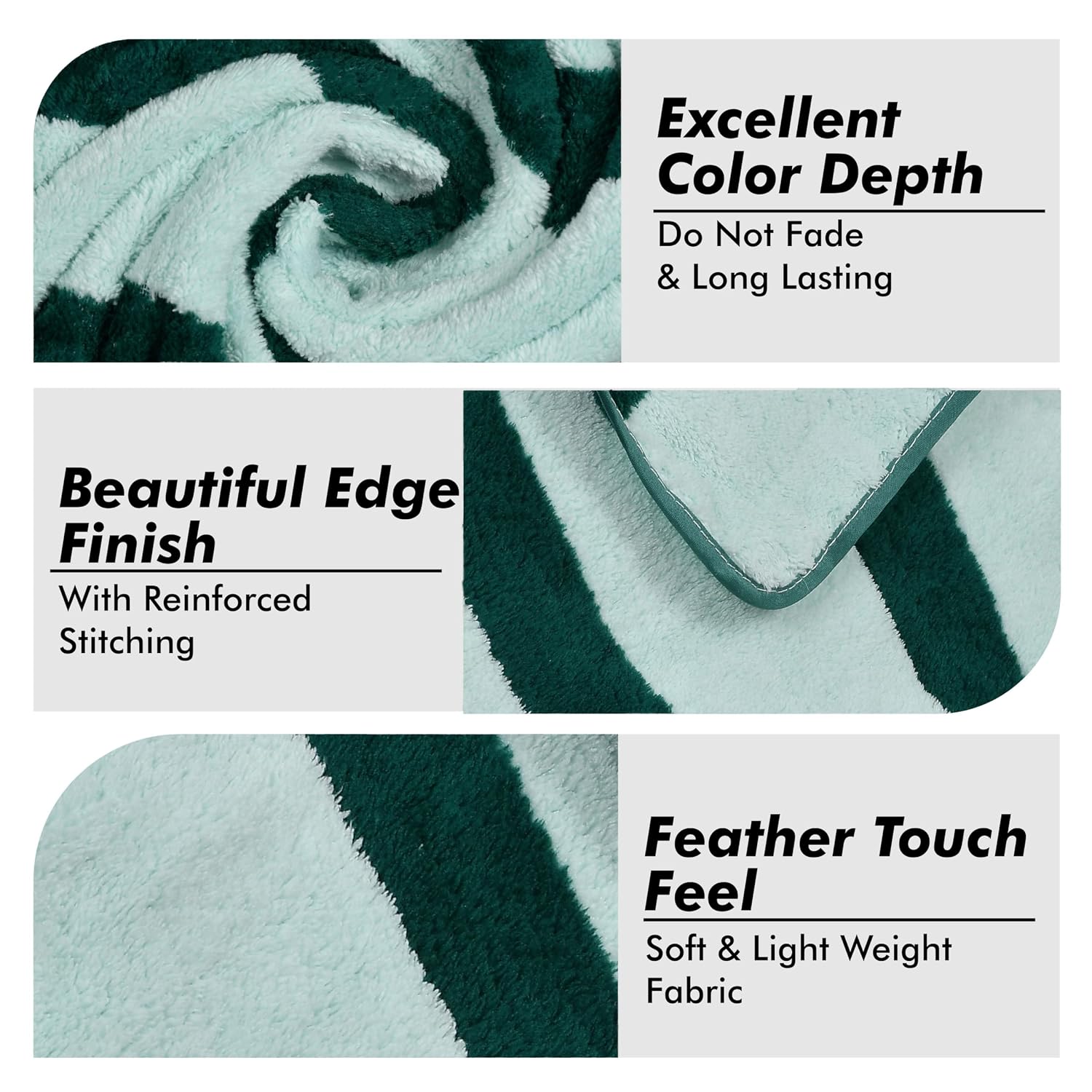 Urbanleaf Microfiber Large Bath Towel 350 Gsm | Quick Dry Super Absorbent Bath Towel For Men & Women (Green - Stripe)