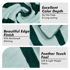 Urbanleaf Microfiber Large Bath Towel 350 Gsm | Quick Dry Super Absorbent Bath Towel For Men & Women (Green - Stripe)