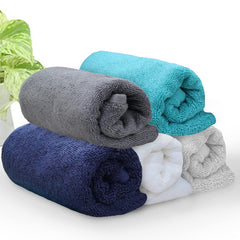 Heelium Bamboo Hand Towel 1000 Gsm | Ultra Absorbent & Anti-Bacterial | 3x Softer Than Cotton Towels (Light Grey, Blue, Grey, Teal, White) - Pack Of 5