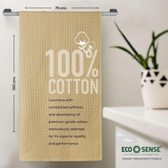 Eco Sense Basket Weave 100% Cotton Luxuriosly Bath Towels 700 Gsm | Soft, Super Absorbent, Large Size Quick Dry Bath Towel - Leafy & Sandal (Pack Of 2)