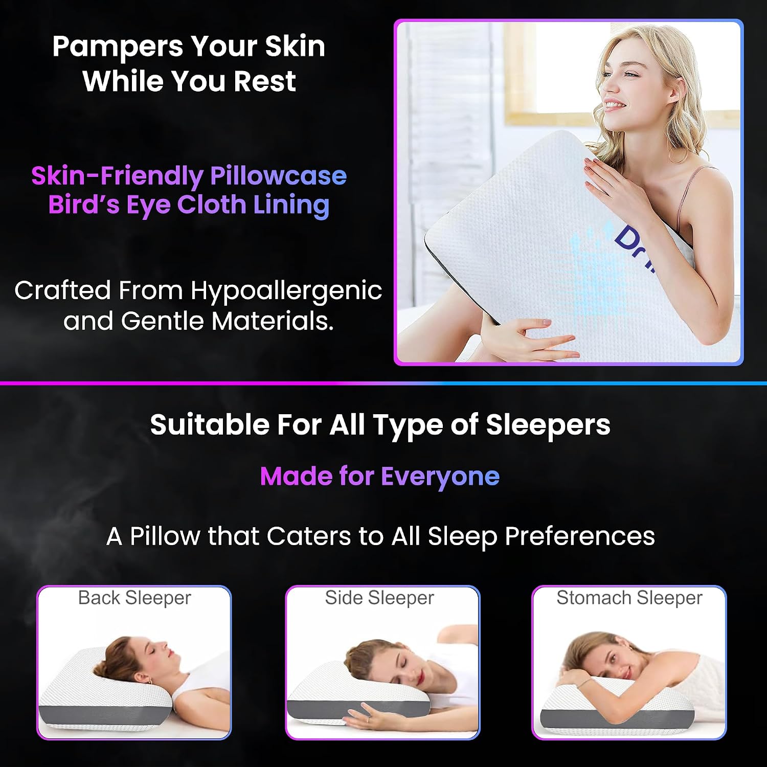 Orthopedic Cooling Gel Memory Foam Pillow With Pinholes, For Pain Relief, White | Soft Contour Sleeping Bed Cushion For Spine Alignment, Cervical, Neck & Back Pain Relief, Soft Pillow