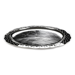 Designer Chrome Stainless Steel Round Platters - Polka Series | Serving Tray For Food Dessert Fruit Coffee Tea - Serve Ware, Dinnerware & Tableware