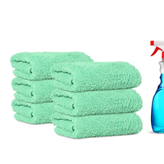 Kuber Industries Cleaning Towel 900 Gsm | Reusable & Water Absorbent Towels For Cleaning Glass, Kitchens, Bathrooms - Pack Of 6 (Green)