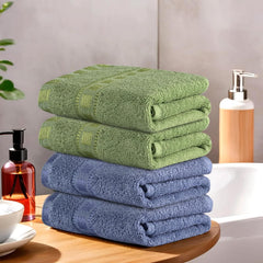 Kuber Industries Cotton Hand/Face Towels 800 Gsm | Easily Washable Workout Gym Napkins For Men (Dark Blue & Green) - Pack Of 4