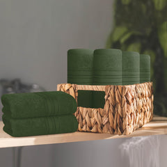 Boutiquo Ultra Soft 100% Cotton Washcloths 1800 Gsm | Contains Face Cloths Compact & Lightweight Multi Purpose Washcloths - Olive Green (12 Piece)