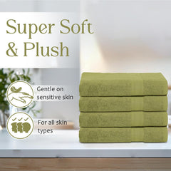 Ambra Linens 500 Gsm Highly Absorbent Towel 100% Cotton, Soft And Plush, All Seasons Use, Large, Everyday Use, Durable (4 Pcs Summer Green)
