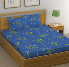 1 King Size Bedsheet With 2 Pillow Covers - 108 X 110 Inches, Blue | Skin Friendly Fabric With Vibrant Colors | Beautiful Bedsheets