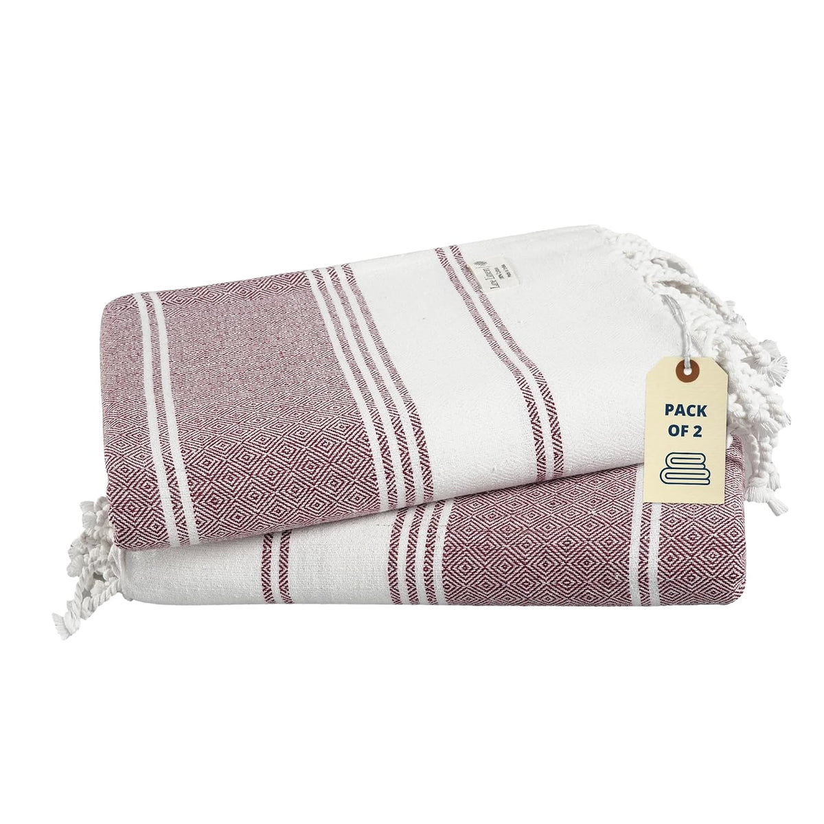 Lane Linen 100% Cotton Beach Towel With Bag Towels | Oversized Pool Absorbent Extra Large Quick Dry Sand Travel Towel - Fired Brick (2 Piece)