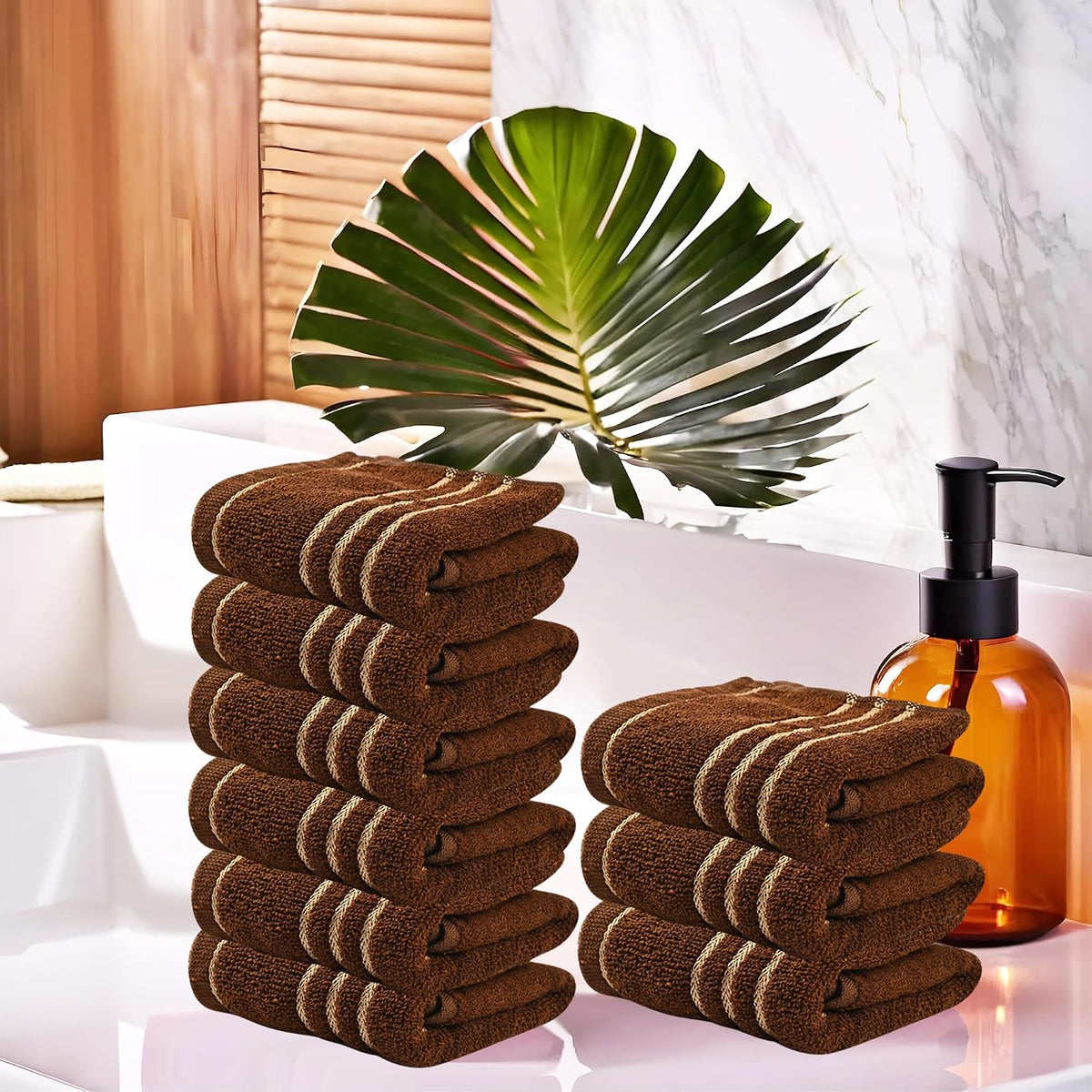 Kuber Industries Cotton Face Towel 1800 Gsm | Workout Gym Napkins Hand Towel For Men & Woman Quick-Drying Napkins -Dark Brown (Pack Of 9)