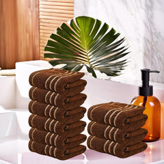 Kuber Industries Cotton Face Towel 1800 Gsm | Workout Gym Napkins Hand Towel For Men & Woman Quick-Drying Napkins -Dark Brown (Pack Of 9)