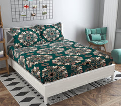 Winter Super Soft Double Bedsheet For King Size With 2 Pillow Cover - 72x78x8 Inches, Damas Green | Warm Bedsheet For Winter - Naturally Soft, Breathable, & Skin Friendly
