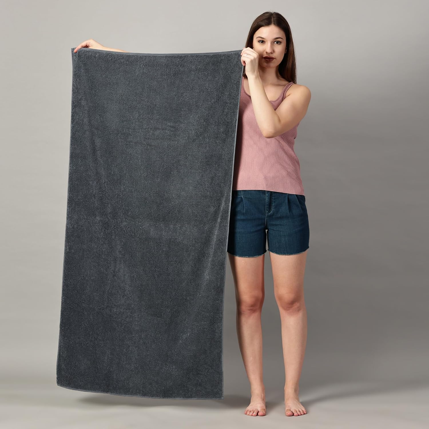 Sanglobal 100% Cotton Premium Soft Bath Towels 600 Gsm | Ultra Soft Turkish Style Ideal Towel For Gym (Charcoal)