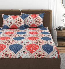 Bedsheet King Size With 2 Pillow Covers (72 X 78 Inches) Multicolor | Double Bed With All Around Elastic Fitted - Durable & Long Lasting Wrinkle Resistant Fabric