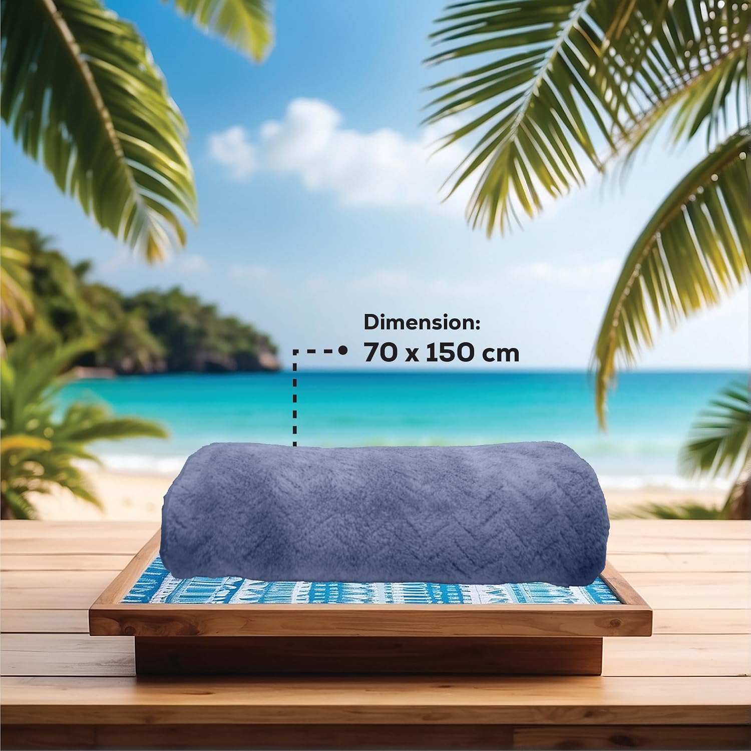 Housse Microfiber Nova Coral Fleece Bath Towel 450 Gsm | Ultra Soft Super Absorbent Towels For Gym, Yoga & Beach (Blue) - Pack Of 1