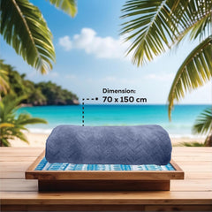 Housse Microfiber Nova Coral Fleece Bath Towel 450 Gsm | Ultra Soft Super Absorbent Towels For Gym, Yoga & Beach (Blue) - Pack Of 1