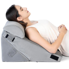 Adjustable Wedge Pillow, Memory Foam Pillow For Head, Back Support, Grey - 22 X 22 X 12 Inch | Wedge Cushion, Acid Reflux, Snoring, Gerd, Leg Elevation, Pregnancy | Comfortable Pillow