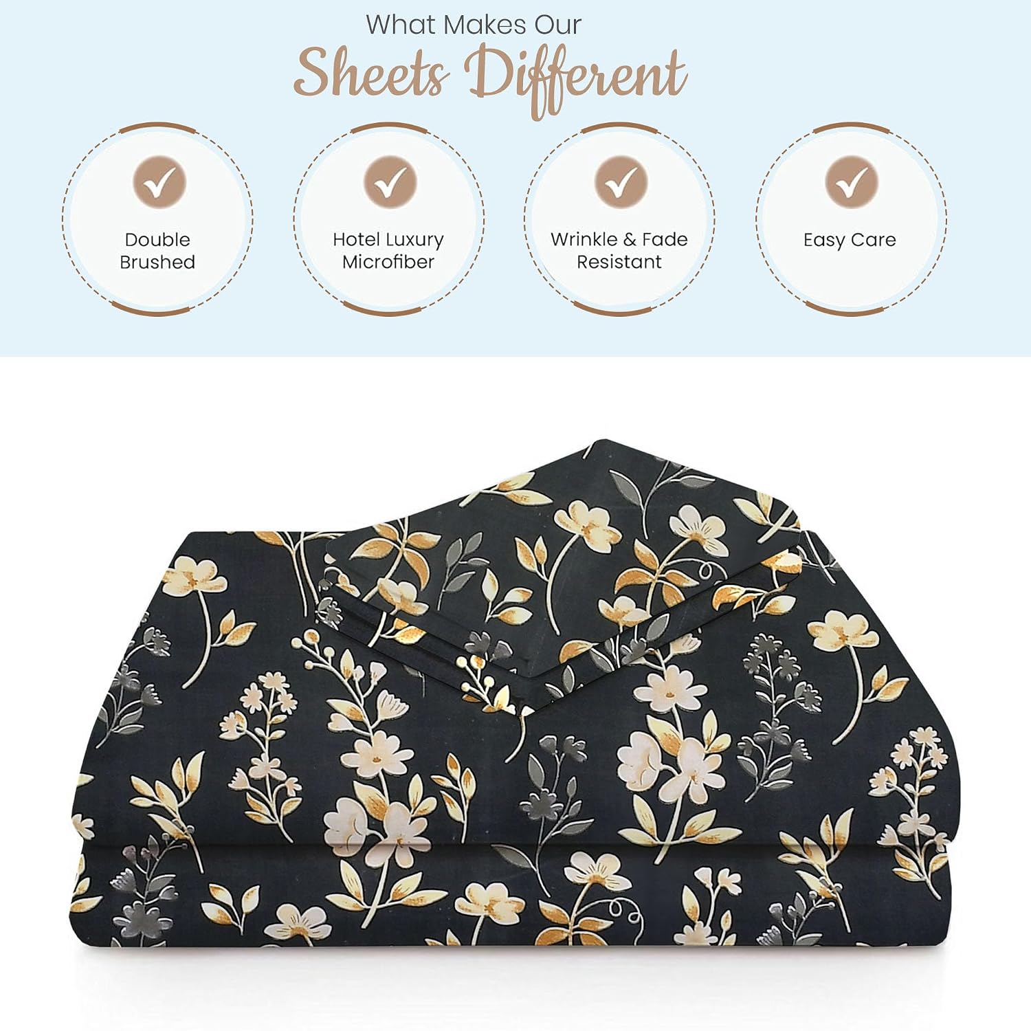 Bedsheet For Double Bed Queen Size With 2 Pillow Cover - 100 X 100 Inches, Grey & Black | Perfect For Gifting On Weddings Bedsheet