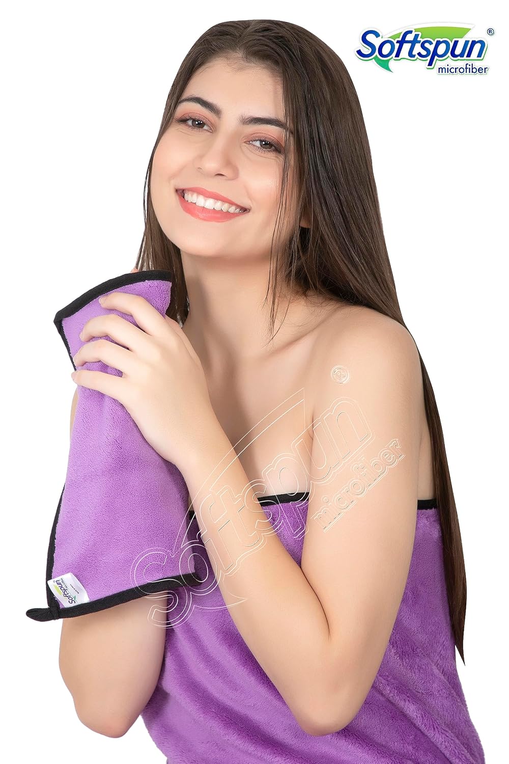 Softspun Microfiber Super Soft Hand & Face Wipes 300 Gsm Towel Set - 4 Piece (Purple)