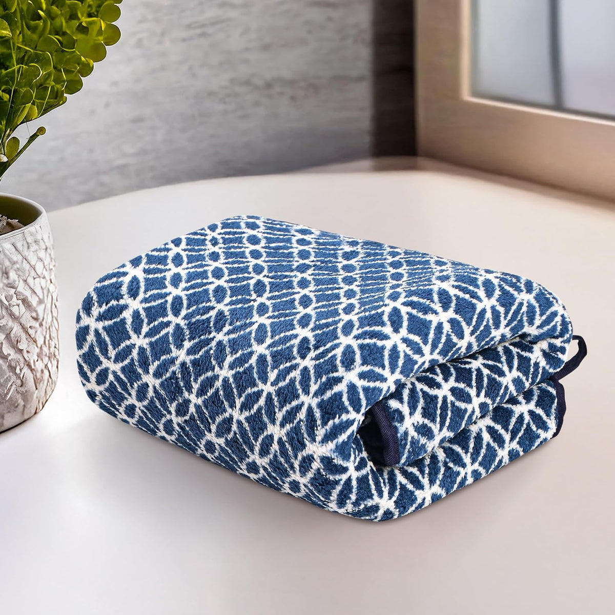 Heart Home Microfiber Soft Face Towels 250 Gsm | Quick Dry & Absorbent Hanging Hand Towels Circle - Blue