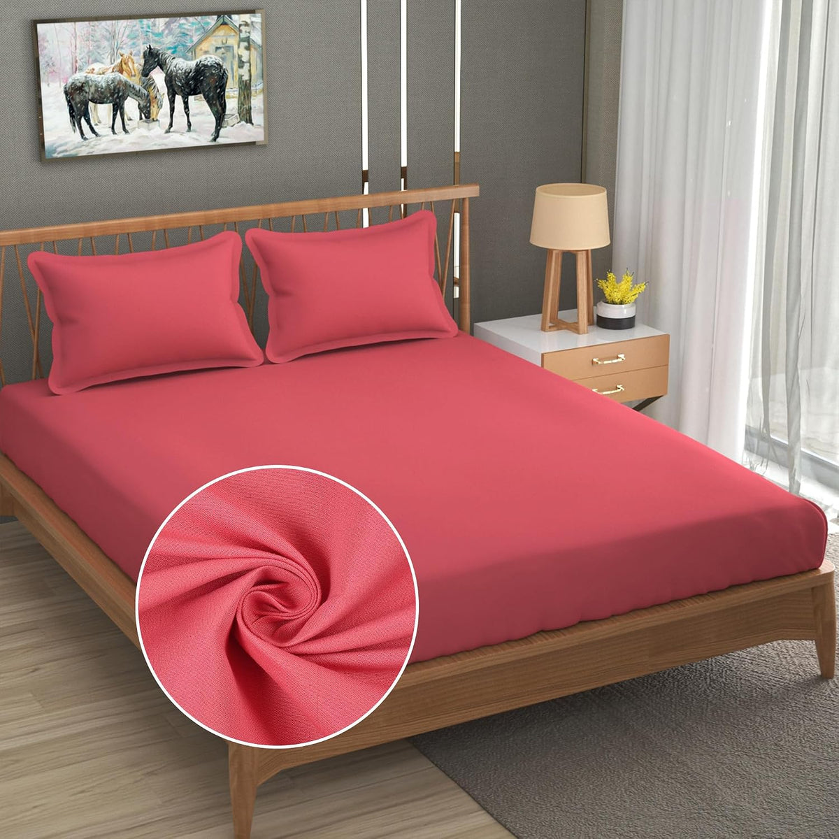 Queen Size Solid Plain Bedsheet Set Includes 2 Pillow Covers - 90 X 95 Inches, Dark Peach | Exceptional Softness & Breathability | Premium Microfiber Material