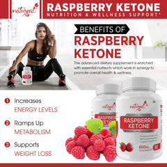 Natureal Raspberry Ketone Extract 800mg Capsules For Weight Management, New Advanced Formula Health Supplement | 60 Capsules 100gm 0.2lbs