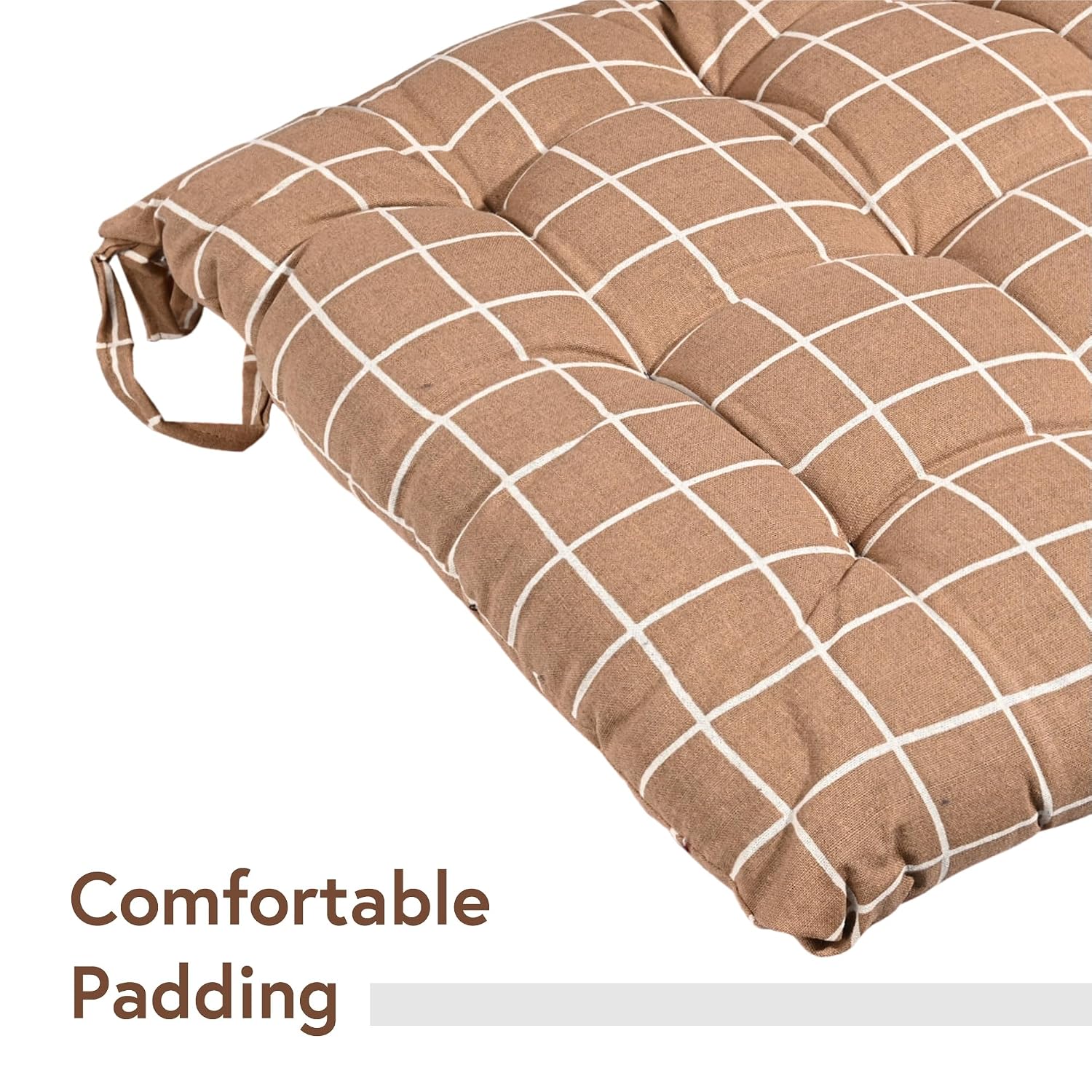Soft Cotton Chair Cushions Pillow For Sitting, Printed - Brown & Light Grey | Pillow For Office Work & Posture Support | Sitting Cushion, Pain Relief, Comfortable Pillow - Pack Of 6