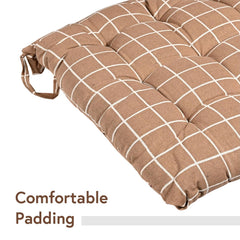 Soft Cotton Chair Cushions For Sitting, Pillow For Office Work Support - Brown | Sitting Cushion & Back Rest For Chair | Dori Check Print, Pain Relief, Versatile Usage, Comfortable