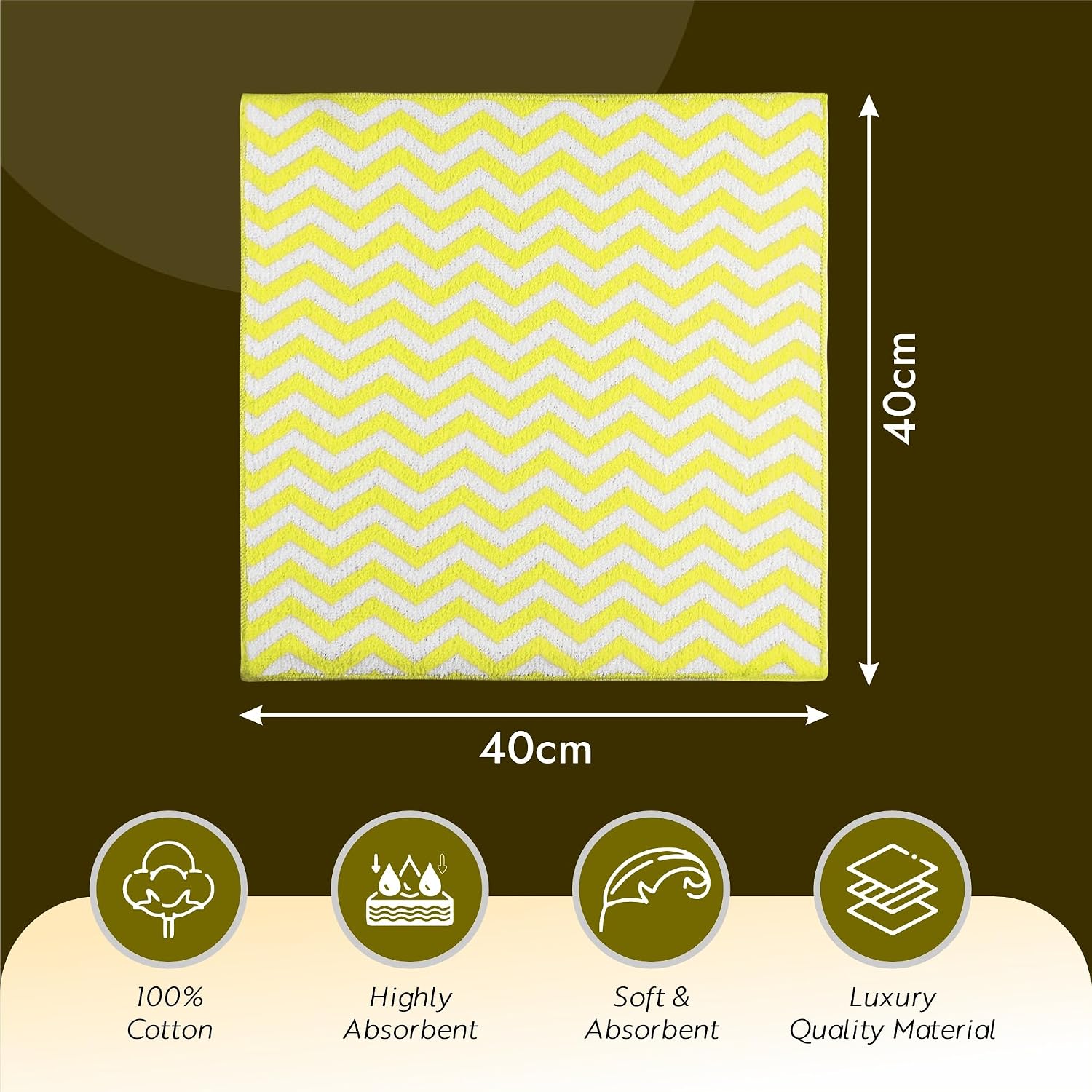 Kuber Industries Super Absorbent & Reusable Microfibre Face Towel 1300 Gsm (Plain Royal Yellow) - Pack Of 12