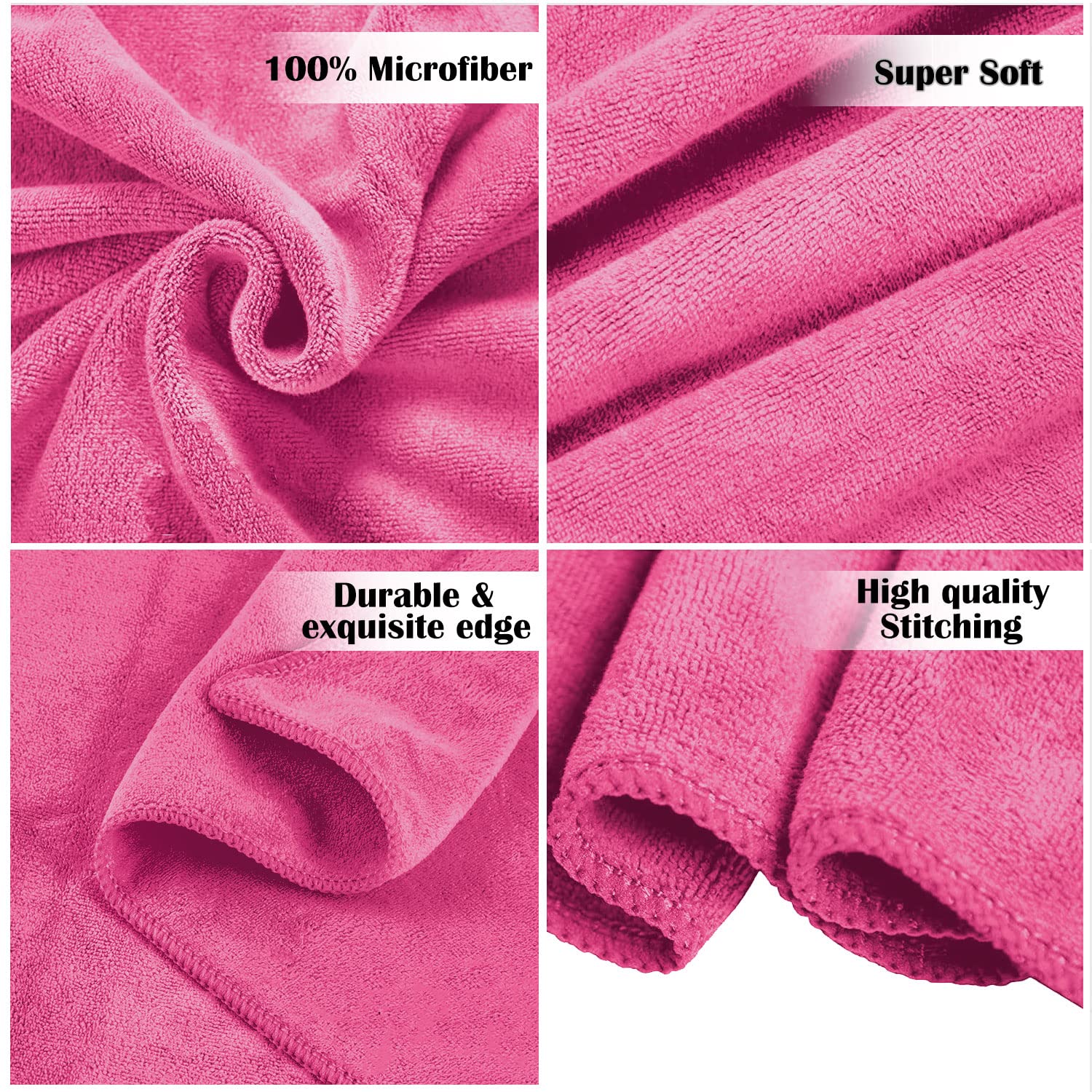 Sassoon Venir Microfiber 2 Hand & 2 Bath Towels 450 Gsm | Absorbent & Quick Dry Multipurpose Hand Towels (Coral Pink)- 4 Piece