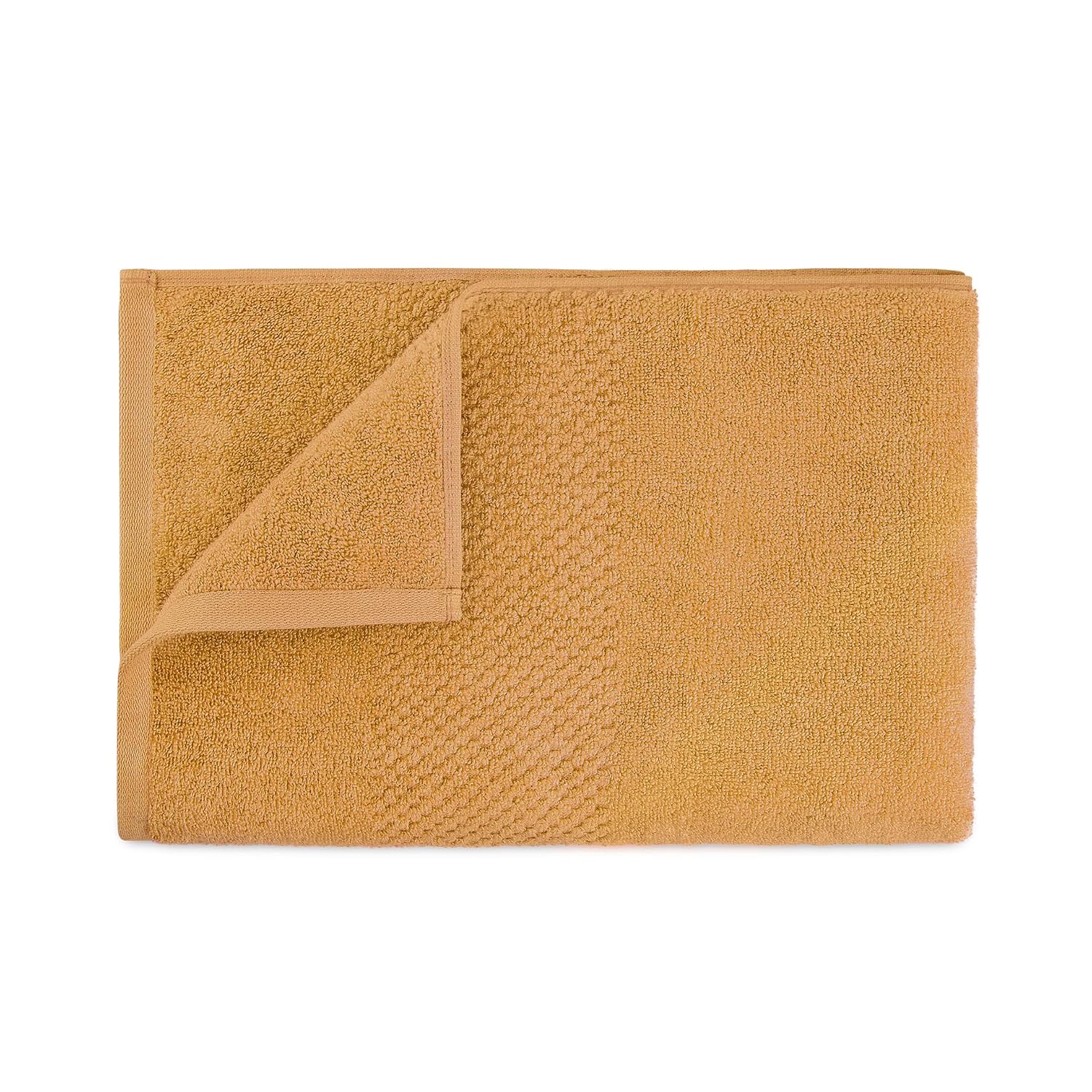 Spaces 100% Cotton Bath Towel 500 Gsm | Quick Dry Nano Spun Special Texture Bath Towels (Gold)
