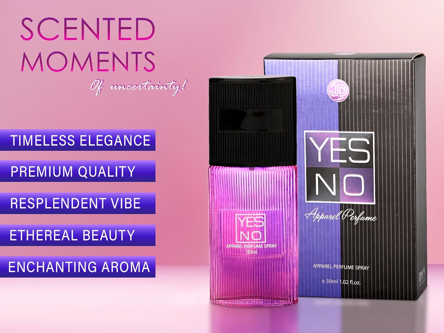 JD International Yes No Apparel Unisex Perfume With Long Lasting Fragrance - 30ml, 1.02 Fl.oz. | Unisex Perfume