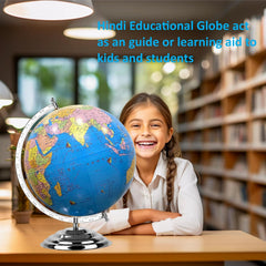 Globe In Hindi With Heavy Base For Kids Learning, Students & Upsc Aspirants Study & Home Decor + Magnifying Glass, Combo Pack