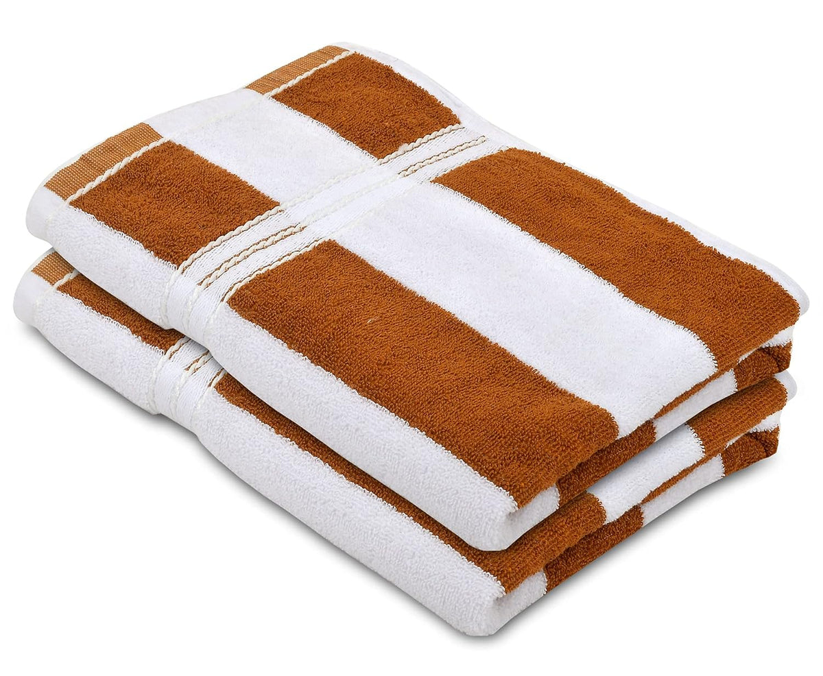 Kuber Industries Cotton Bath Towels 600 Gsm | Easily Washable Workout Gym Napkins For Men | Pocket Towel - Brown & White (Pack Of 2)