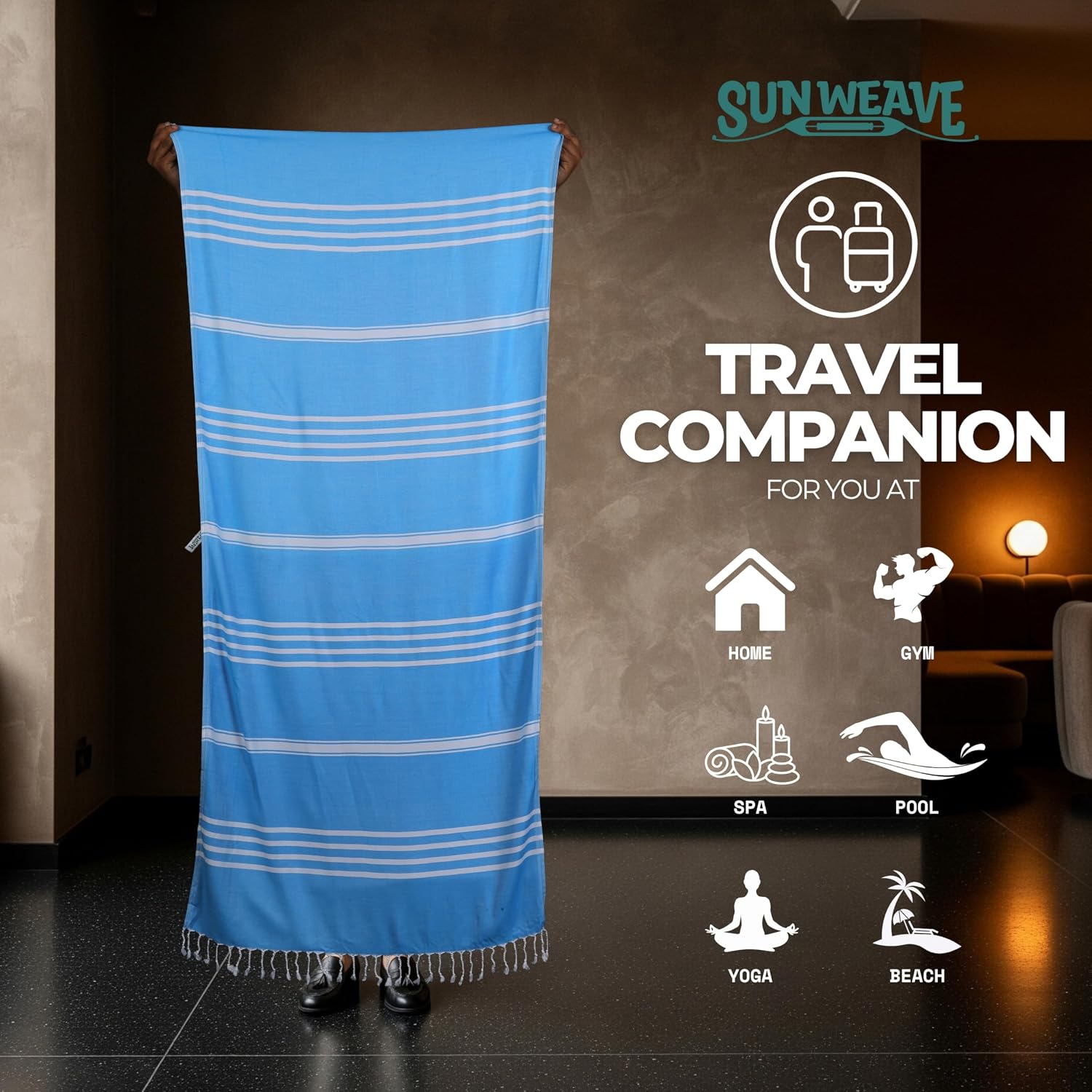 Sun Weave Bamboo Bathing Towels Full Size 240 Gsm | Light Weight Quick Absorbent Quick Dry Hair Dryer Towel For Men & Women | Thin Bath Towels