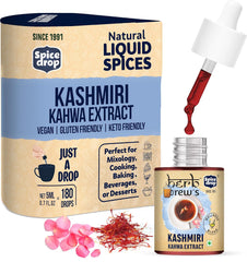 Spice Drop Kashmiri Kahwa Extract Green Tea - 180 Cups, 5ml, 0.1 Fl.Oz. | Contains Cardamom, Cinnamon, Rose & Saffron - Chai Masala Drops | No Preservatives, Gluten Friendly, Keto Friendly