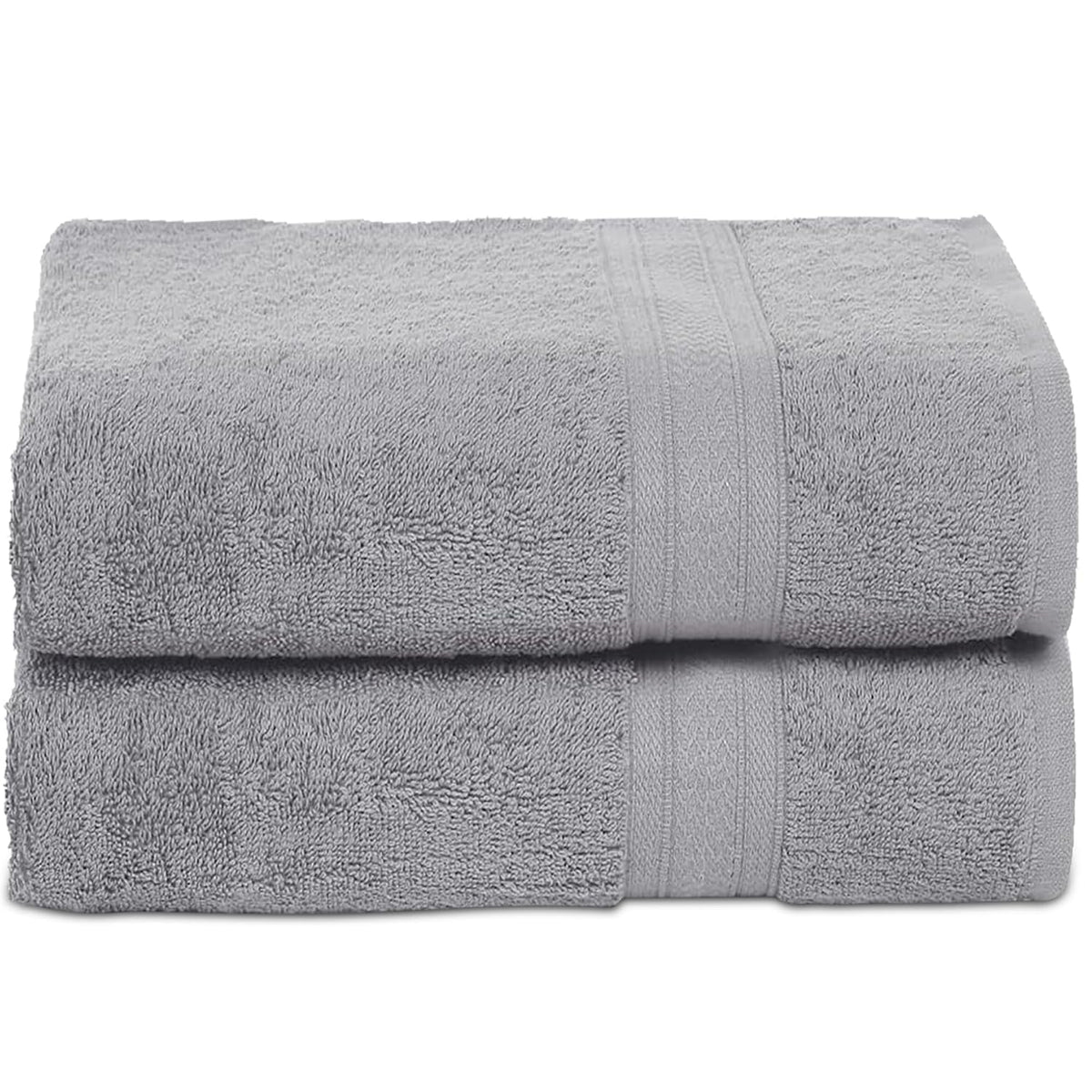 Ambra Linens Highly Absorbent Towels Set, 500 Gsm | 100% Cotton Soft And Plush All Seasons Use, Large Everyday Use, Durable (2 Pieces) | Light Grey