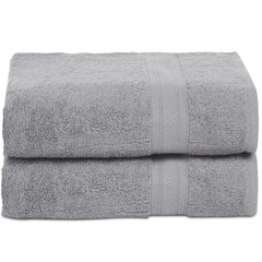 Ambra Linens Highly Absorbent Towels Set, 500 Gsm | 100% Cotton Soft And Plush All Seasons Use, Large Everyday Use, Durable (2 Pieces) | Light Grey