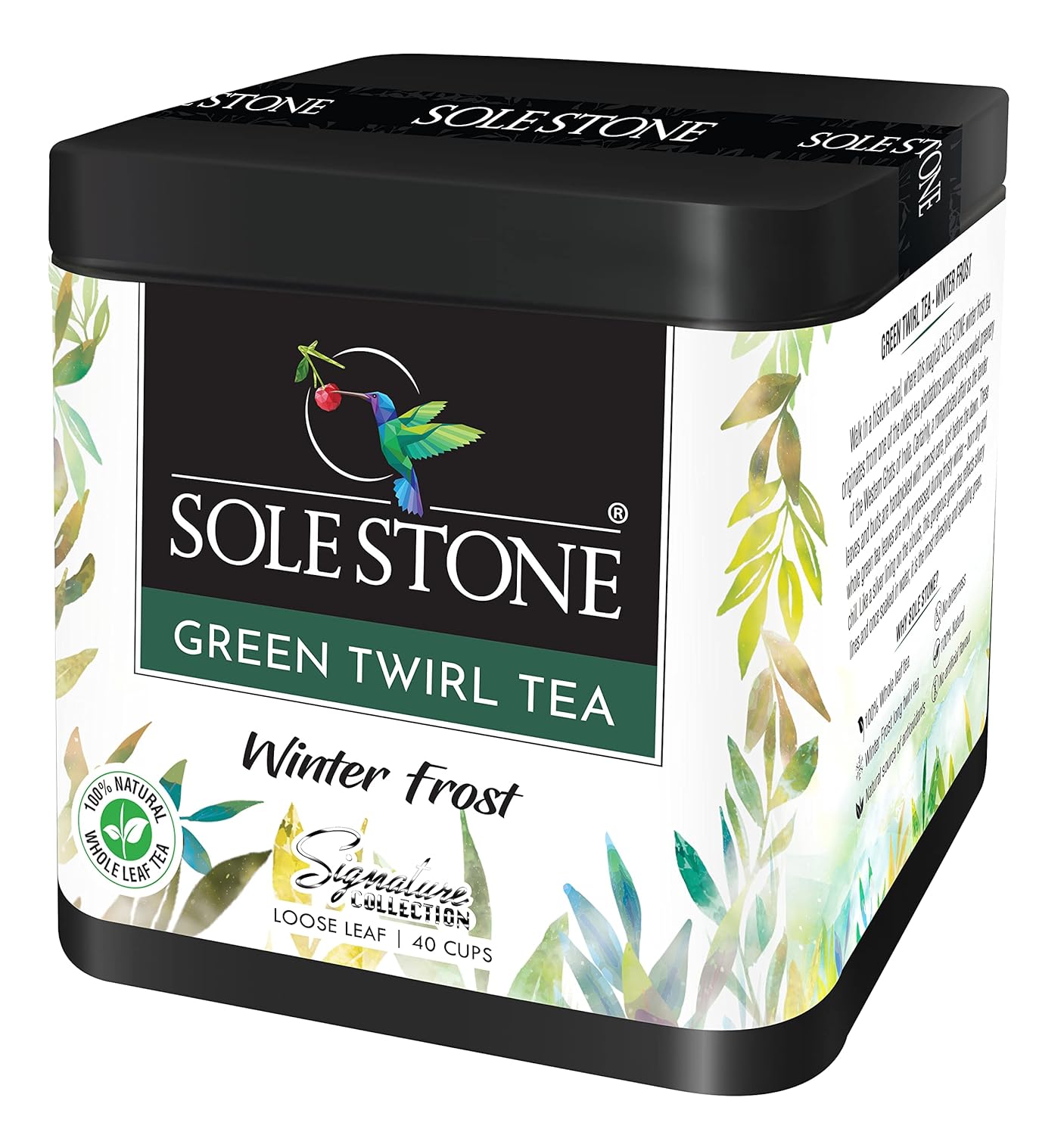 Sole Stone Winter Frost Green Twirl Tea - 100gm, 3.5 Ounce, 40 Cups | Whole Leaf Twirls, 0% Bitterness - Rich In Antioxidants, Low Caffeine | 100% Natural Whole Leaf Tea