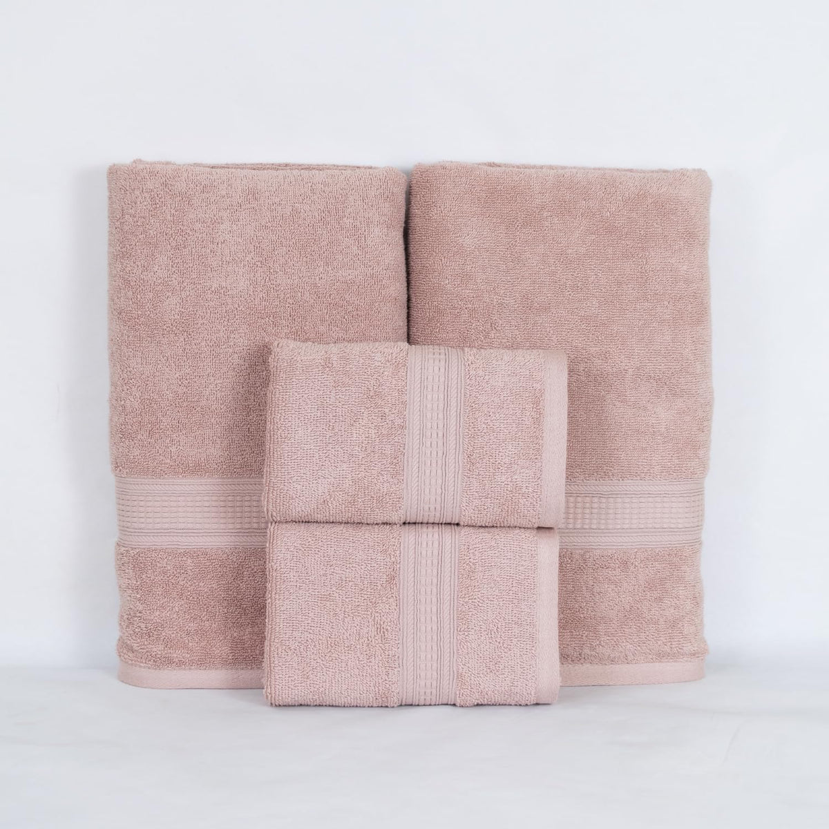 Rangoli 100% Cotton Fibre 2 Bath & 2 Hand Towel 1400 Gsm | Highly Durable & Super Absorbent Towel | Skin-Friendly & Quick Drying Luxury Towels (Peach) - Pack Of 4