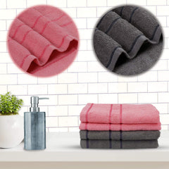 Sassoon Melrose 100% Cotton Hand Towel 800 Gsm | Highly Absorbent, Soft Material Perfect For Daily Use (Grey & Blossom) -4 Piece