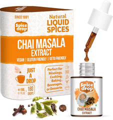 Spice Drop Chai Masala Extract - 180 Cups, 5ml, 0.1 Fl.Oz. | Contains Cardamom, Ginger & Black Pepper - Tea Masala Drops | GMO Free, No Preservatives, Gluten Friendly
