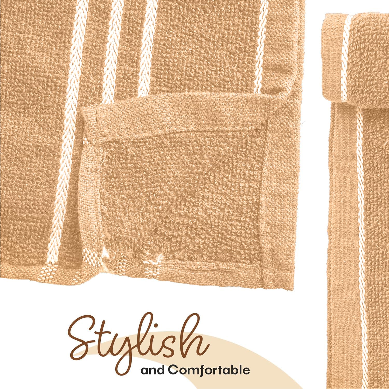 100% Cotton Hand Towels 1200 Gsm | Super Soft, Absorbent, Quick Dry Hand Towels (Beige) - Pack Of 6