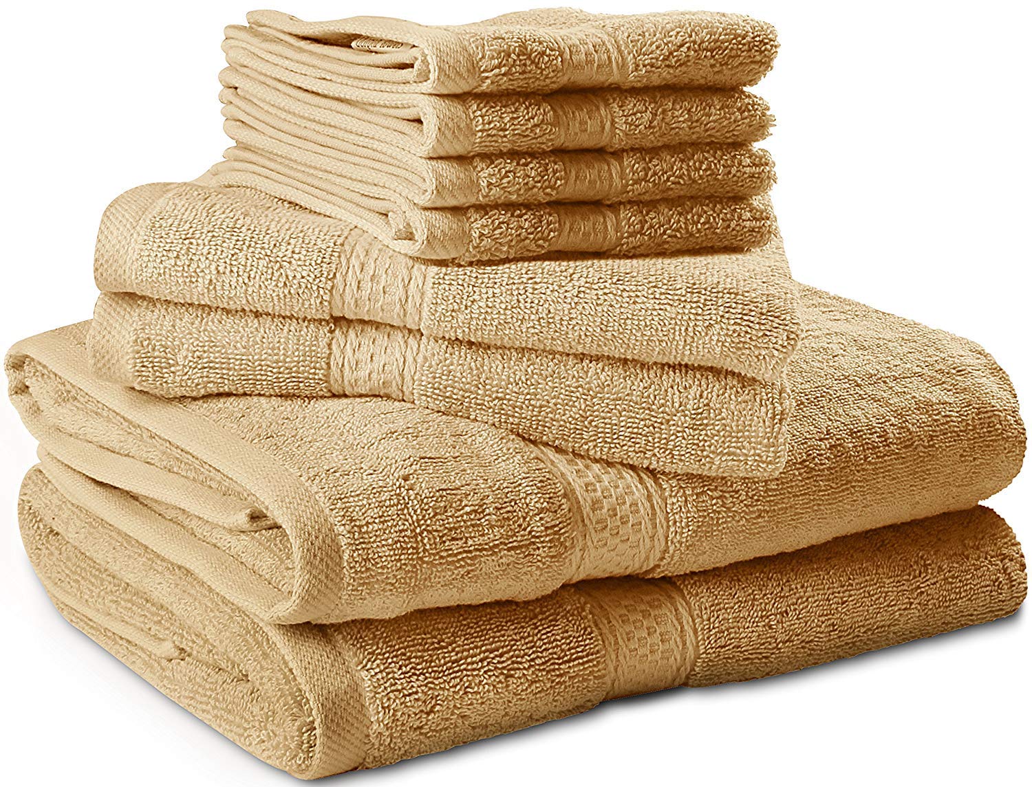 Sanjeev Textiles Trident Hotel Premium 100% Cotton 2 Bath, 2 Hand & 4 Face Towel Sets 2 Kg (Beige) - 8 Pcs