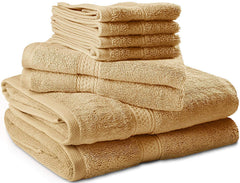 Sanjeev Textiles Trident Hotel Premium 100% Cotton 2 Bath, 2 Hand & 4 Face Towel Sets 2 Kg (Beige) - 8 Pcs