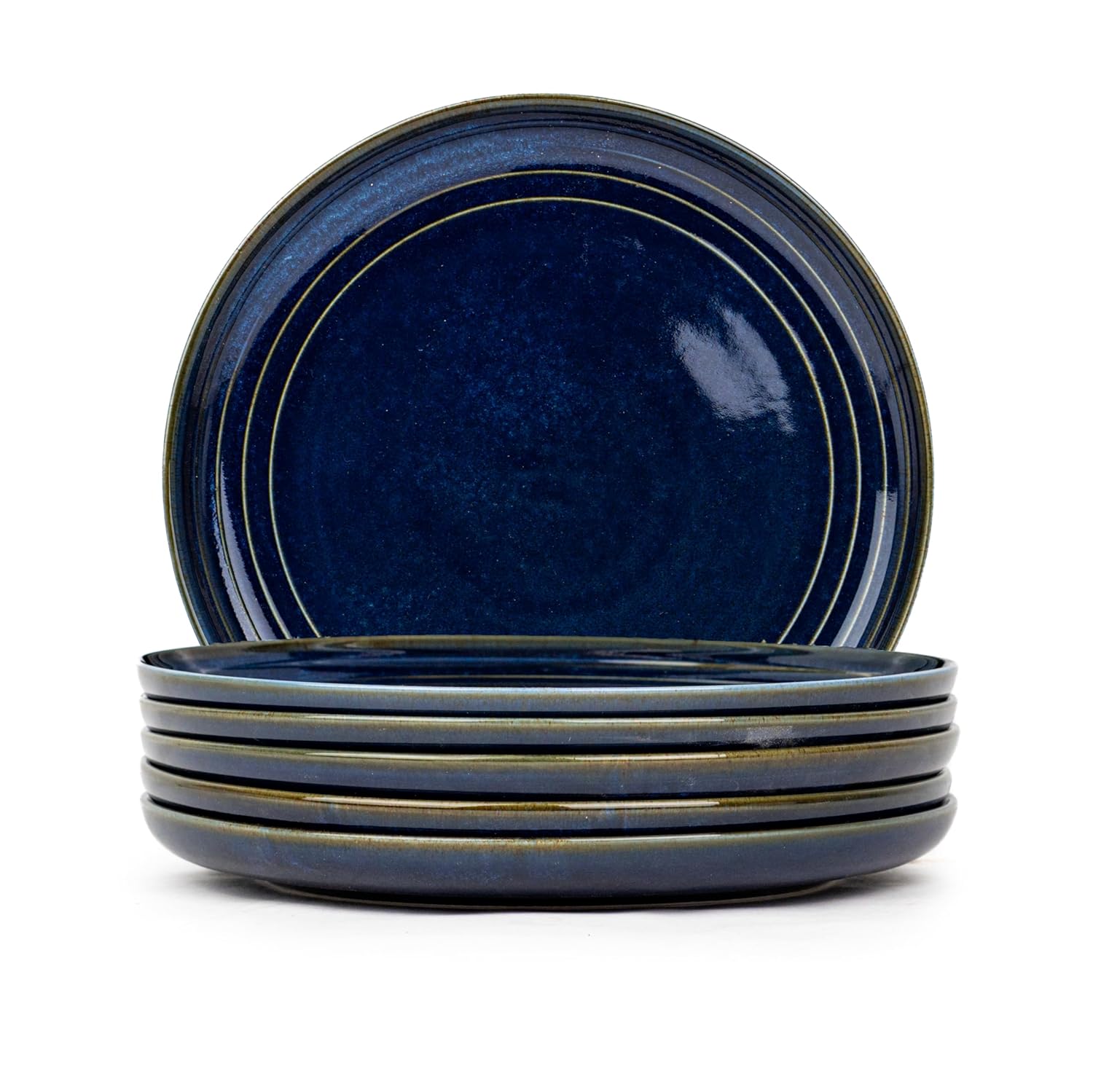 Ceramic Dinner Set Of 12 Pcs, Blue Green | Crockery Set For Dining Table - Dining Sets Crockery Items | Glossy Finish Premium Stoneware Dinner Set | 6 Dinner Plates+ 6 Veg Small Bowls, 180ml Each