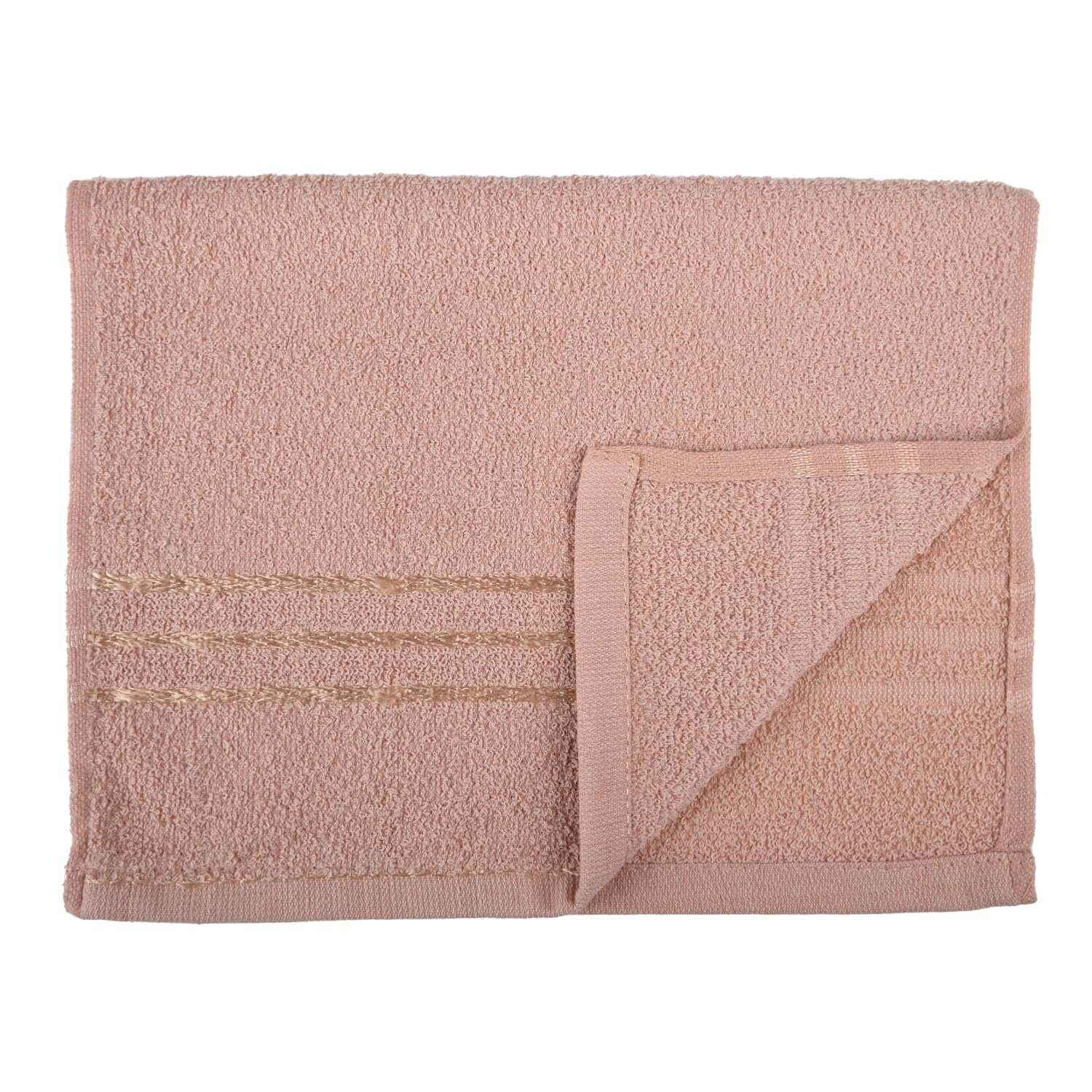 Heart Home Face Towel 400 Gsm | Facewash For Travel Workout Hand Towel | Lining Design Pack Of 2 (Brown)