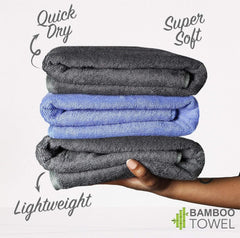 Heelium Bamboo Bath Towel 3x Softer & Quick Drying 400 Gsm (Grey & Iris)