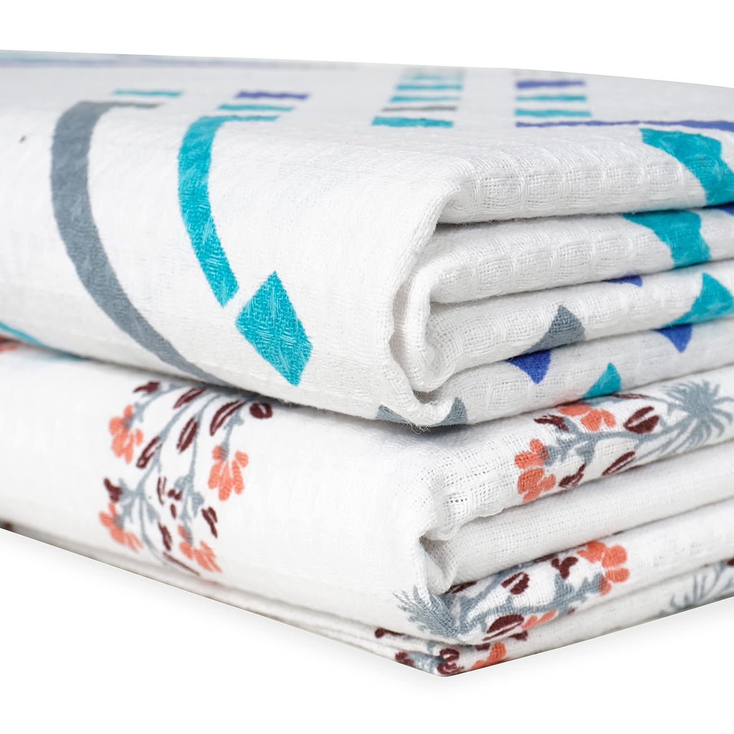 Zahya 100% Cotton Large Size Bath Towels 1400 Gsm - Pack Of 4 | Mixed Color Print