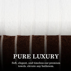 Casa Copenhagen Designed In Denmark Estatic Super Soft 2 Pieces 100% Cotton Large Bath Towel 525 Gsm - Toffee & White